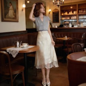 Women's Two-Piece Skirt Set with Necklace Summer 2026 Minimalist
