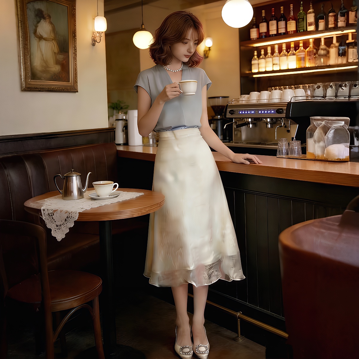 Women's Two-Piece Skirt Set with Necklace Summer 2026 Minimalist - Image 4