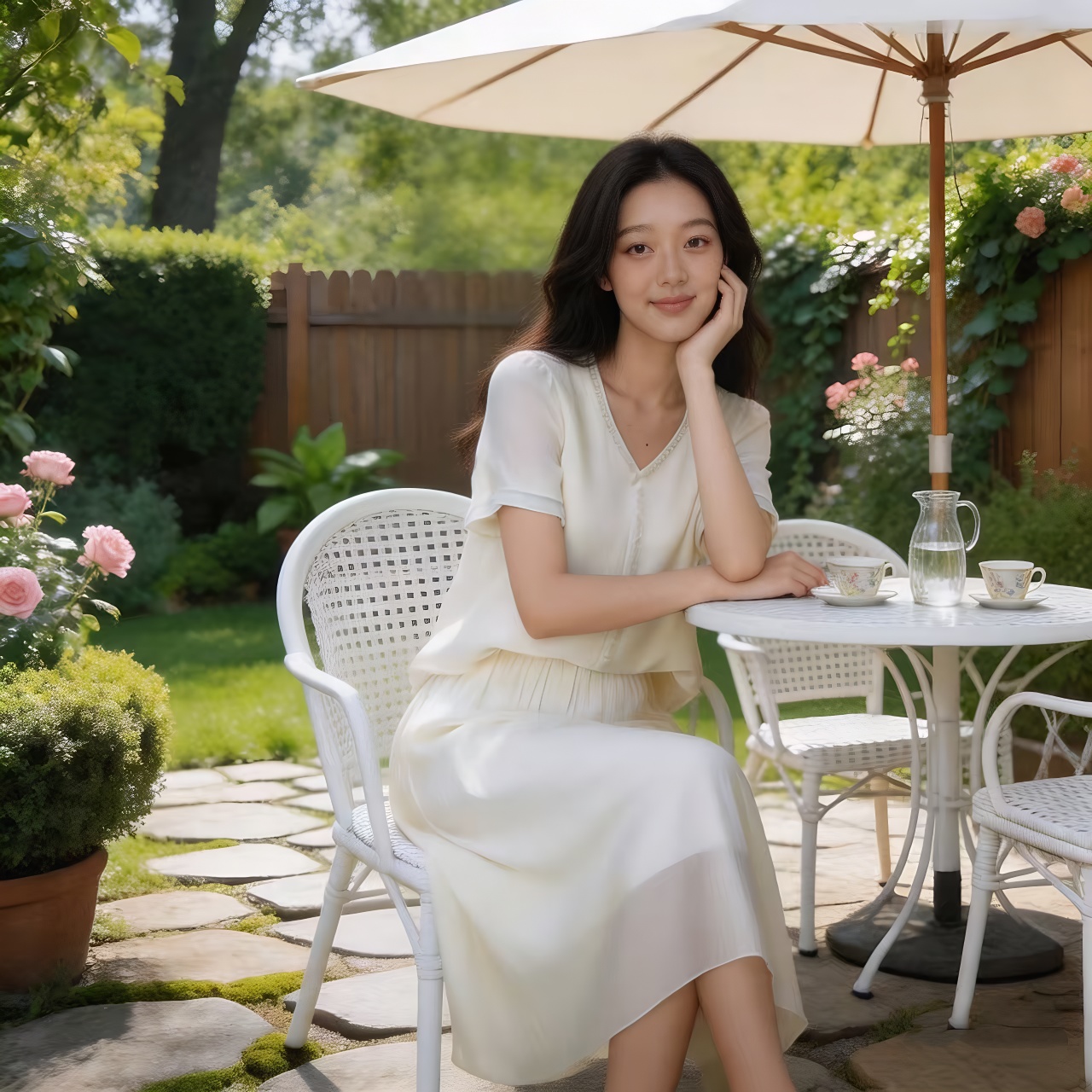 Ruffled Short Sleeve Top and A-Line Skirt Two-Piece Set Summer 2026 - Image 3