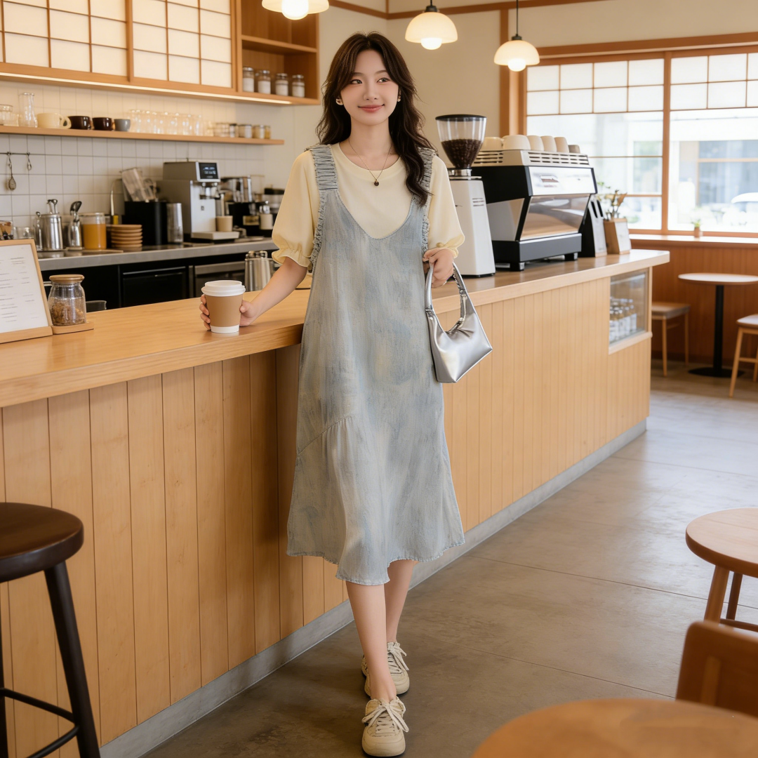 gradient-color-suspender-skirt-two-piece-set-women-2026-summer-student-loose-slimming-youthful-dress