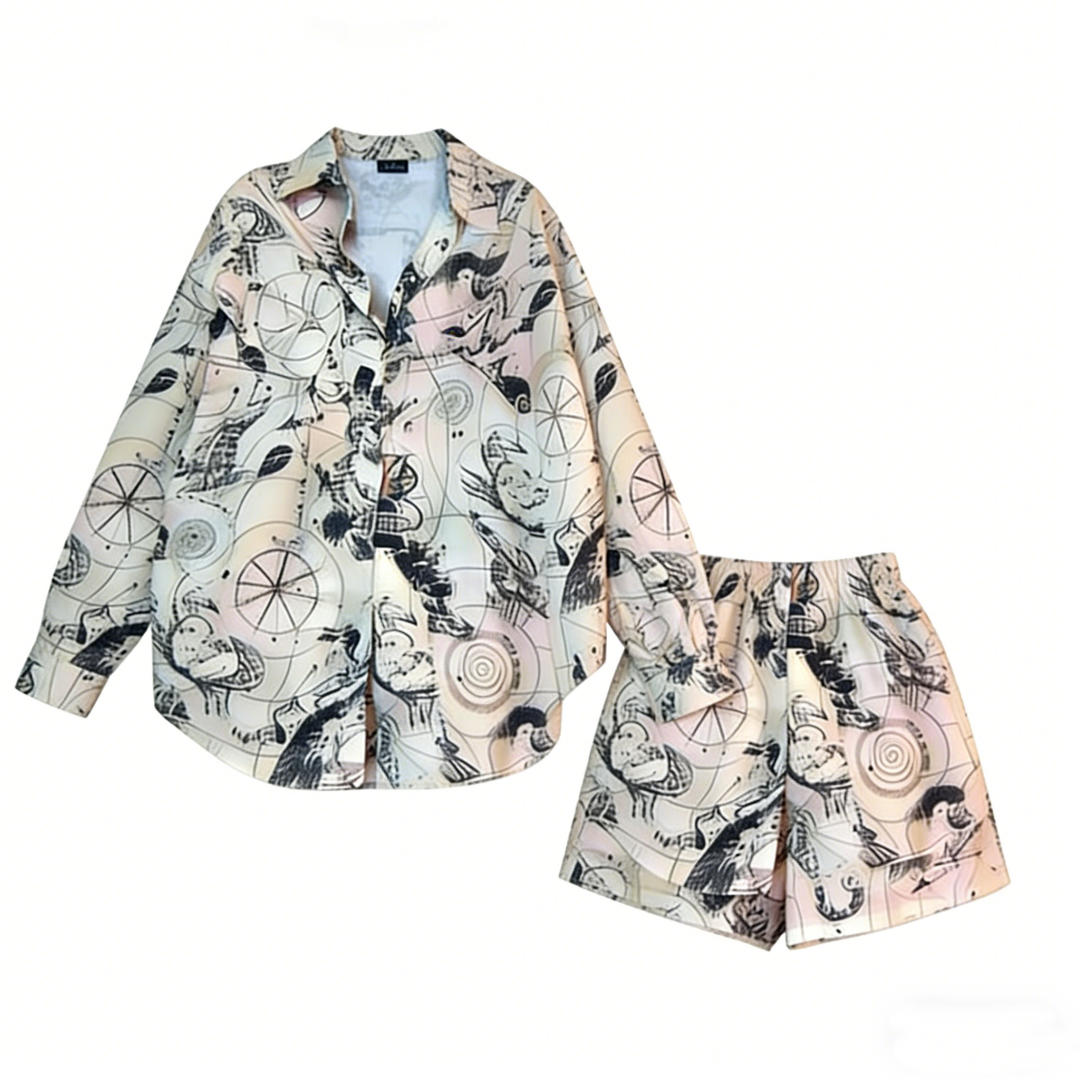 Xiaoxiang Style Two-Piece Set Women Summer Shirt and Shorts - Image 5