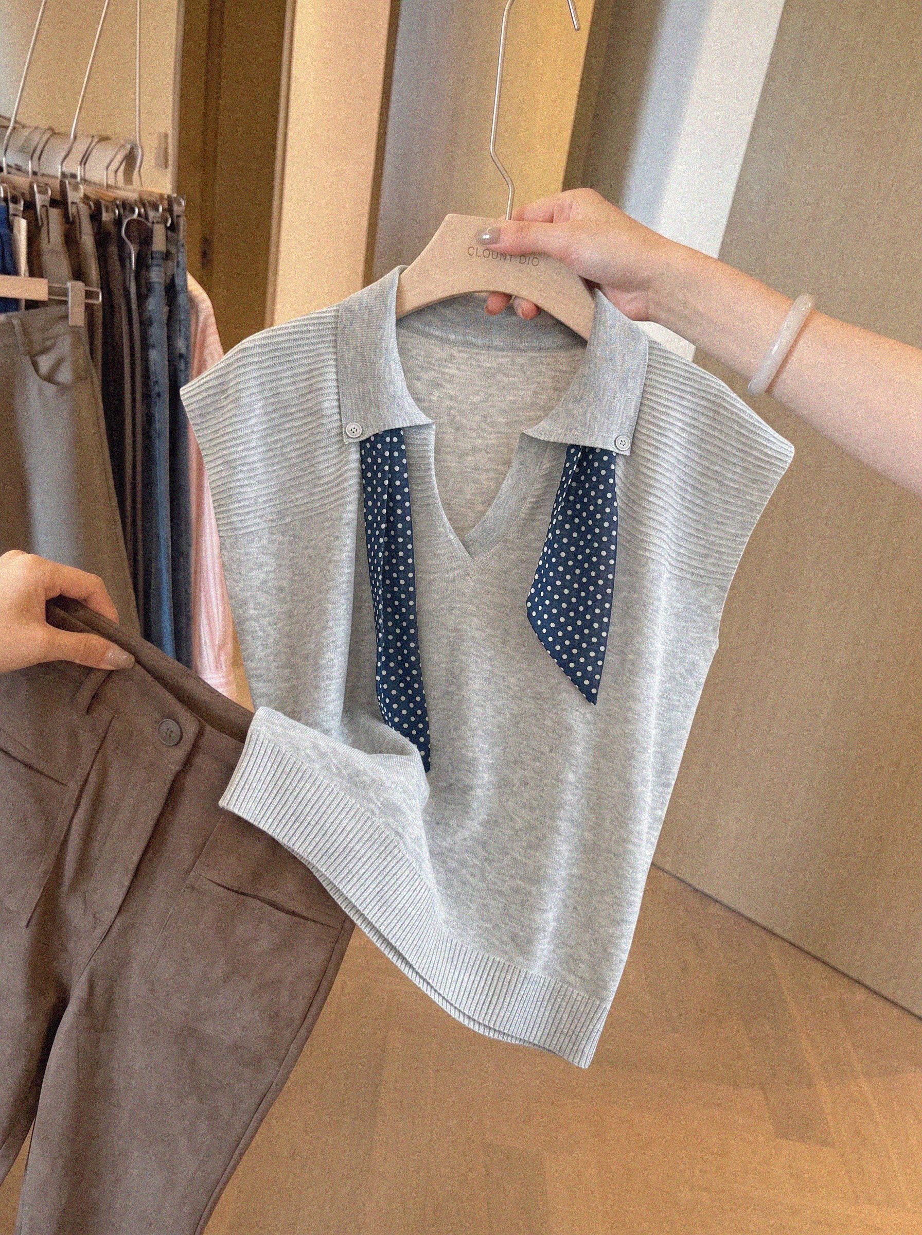 Women's 2026 Summer Knit Polo T-Shirt with Small Flutter Sleeves Slimming High-End European Style Top